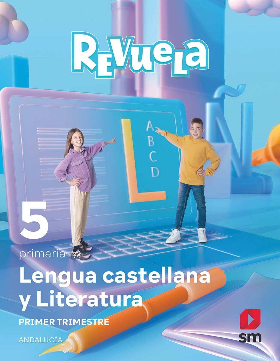 Portada de Lengua Castellana y Literatura . 5 Primaria. Trimestres. Revuela. Andalucía (Tapa blanda).