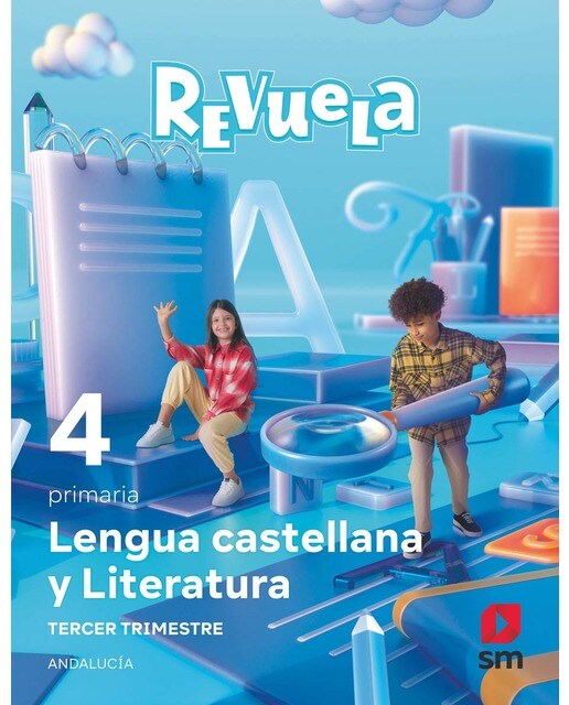 Portada de Lengua Castellana y Literatura . 4 Primaria. Trimestres. Revuela. Andalucía (Tapa blanda).
