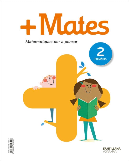 Portada de + MATES MATEMATIQUES PER A PENSAR 2 PRIMARIA.