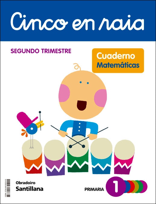 Portada de CINCO EN RAIA CADERNO MATEMATICAS 1 PRIMARIA 2 TRIM (Tapa blanda).