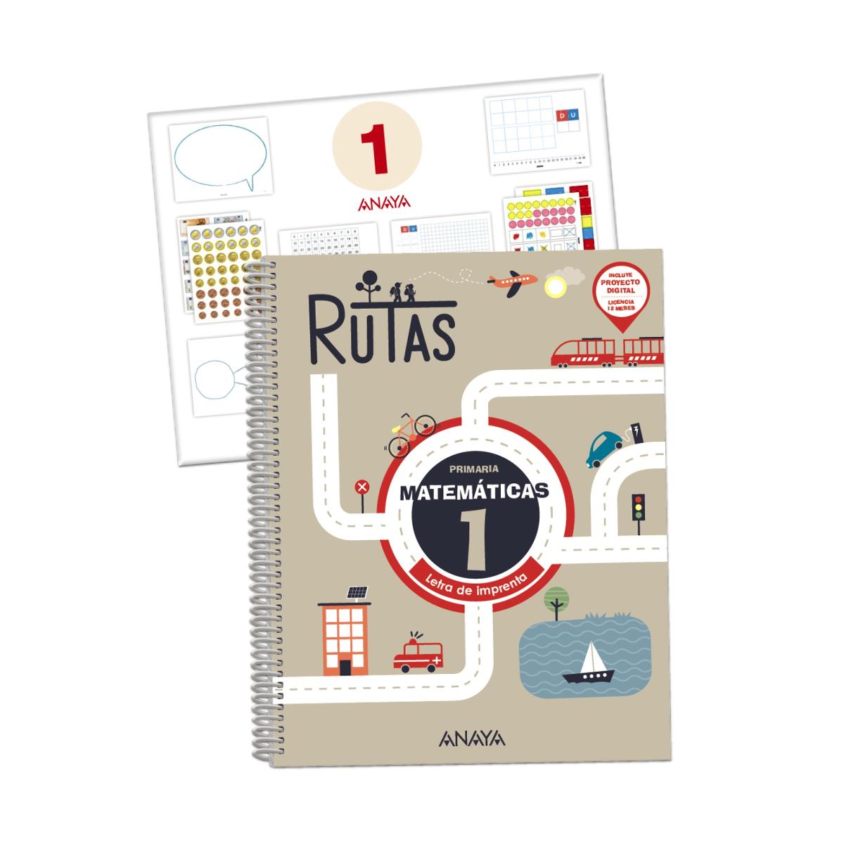 Rutas. Matemáticas 1. (letra de imprenta) + Material manipulativo  (Tapa blanda) 1