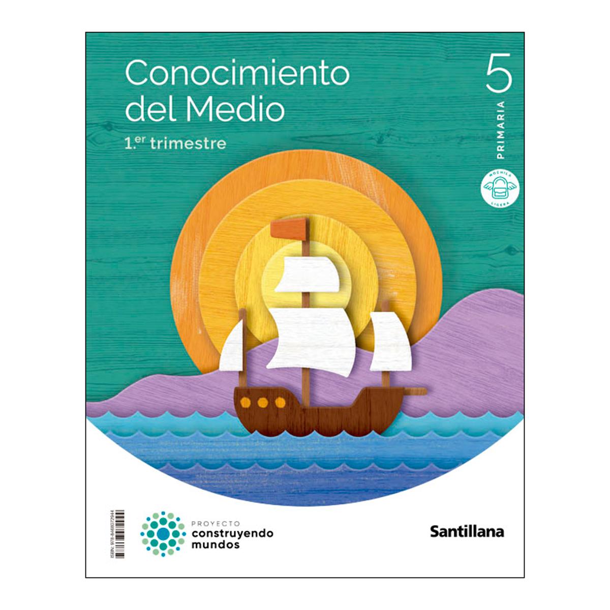 Portada de CONOCIMIENTO DEL MEDIO MOCHILA LIGERA 5 PRIMARIA CONSTRUYENDO MUNDOS (Tapa blanda).