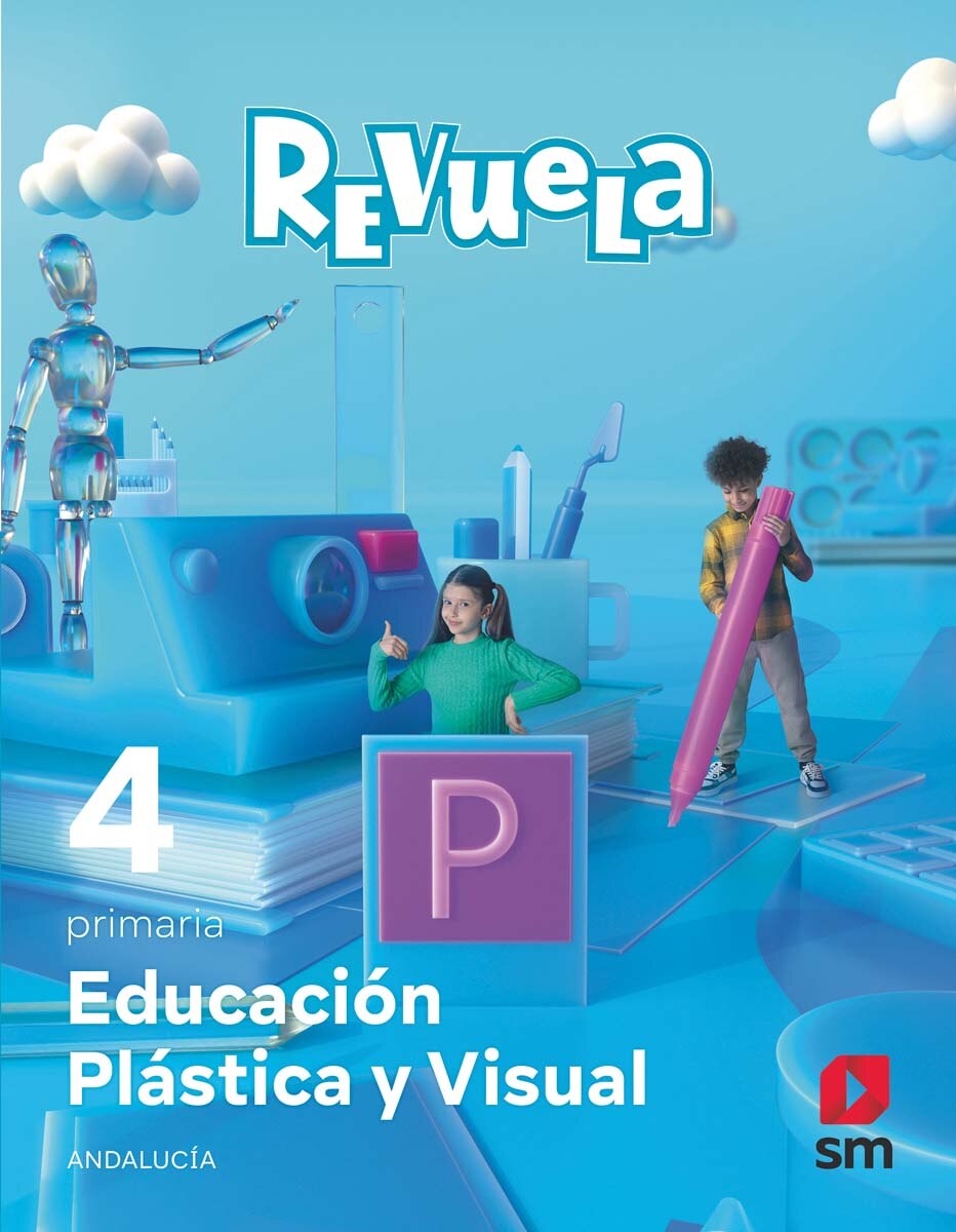 Portada de Educación Plástica y Visual. 4 Primaria. Revuela. Andalucía (Tapa blanda).
