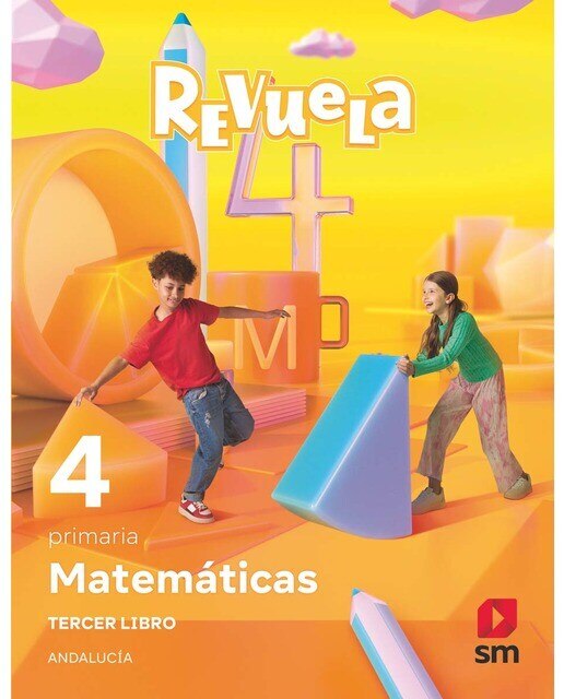 Portada de Matemáticas. Trimestres temáticos. 4 Primaria. Revuela. Andalucía (Tapa blanda).