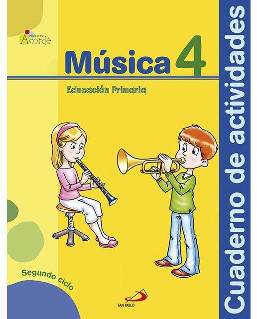 Portada de Música 4 - Proyecto Acorde - Cuaderno de actividades: Educación Primaria. Segundo ciclo (Tapa blanda).