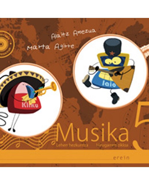 Portada de Musika LH 5: Testuliburua+lan-koadernoa+txirula-koadernoa+CD audio (Tapa blanda).