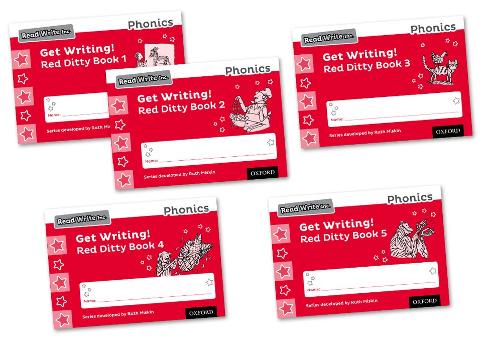 Read Write Inc - Phonics Get Writing! Red Ditty Books 1-5 Mixed Pack of 5  (Tapa blanda) 1