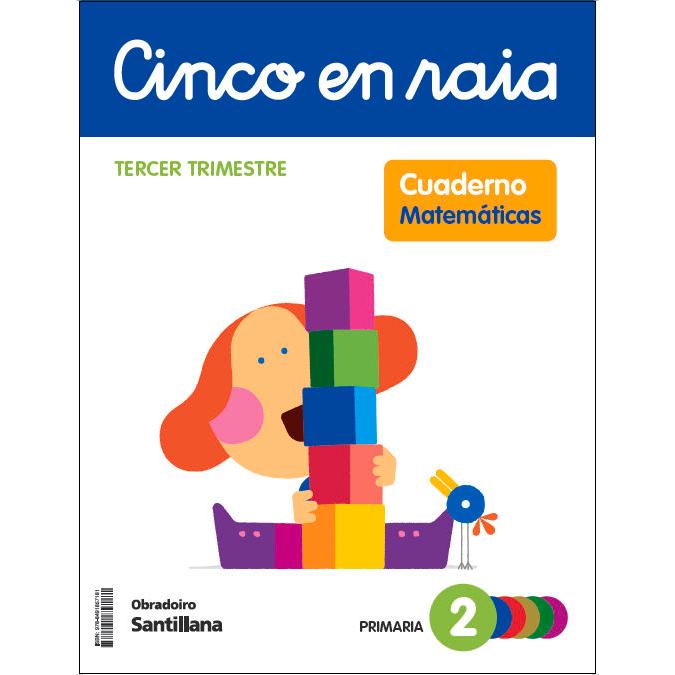 Portada de CINCO EN RAIA CADERNO MATEMATICAS 2 PRIMARIA 3 TRIM (Tapa blanda).