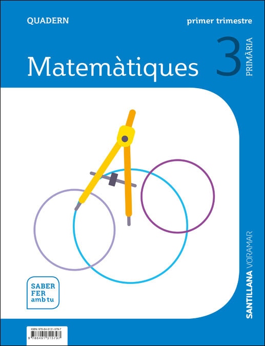 Portada de QUADERN MATEMATIQUES 3 PRIMARIA 1 TRIM SABER FER AMB TU (Tapa blanda).