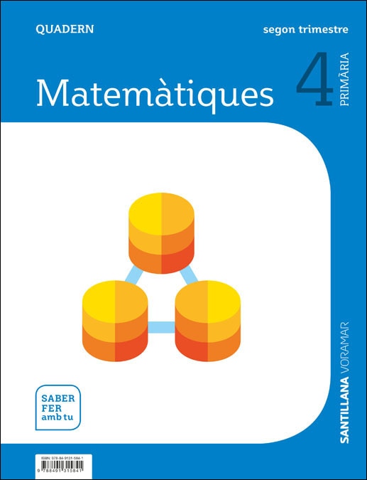 Portada de QUADERN MATEMATIQUES 4 PRIMARIA 2 TRIM SABER FER AMB TU (Tapa blanda).