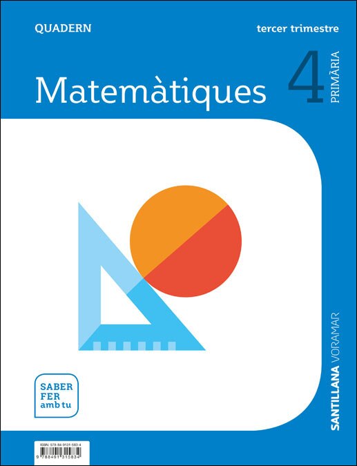Portada de QUADERN MATEMATIQUES 4 PRIMARIA 3 TRIM SABER FER AMB TU (Tapa blanda).