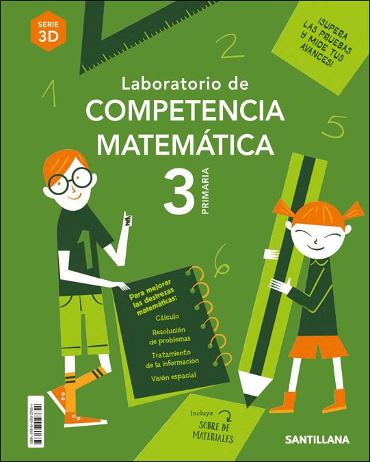 Portada de LABORATORIO DE COMPETENCIA MATEMATICA SERIE 3D 3 PRIMARIA.