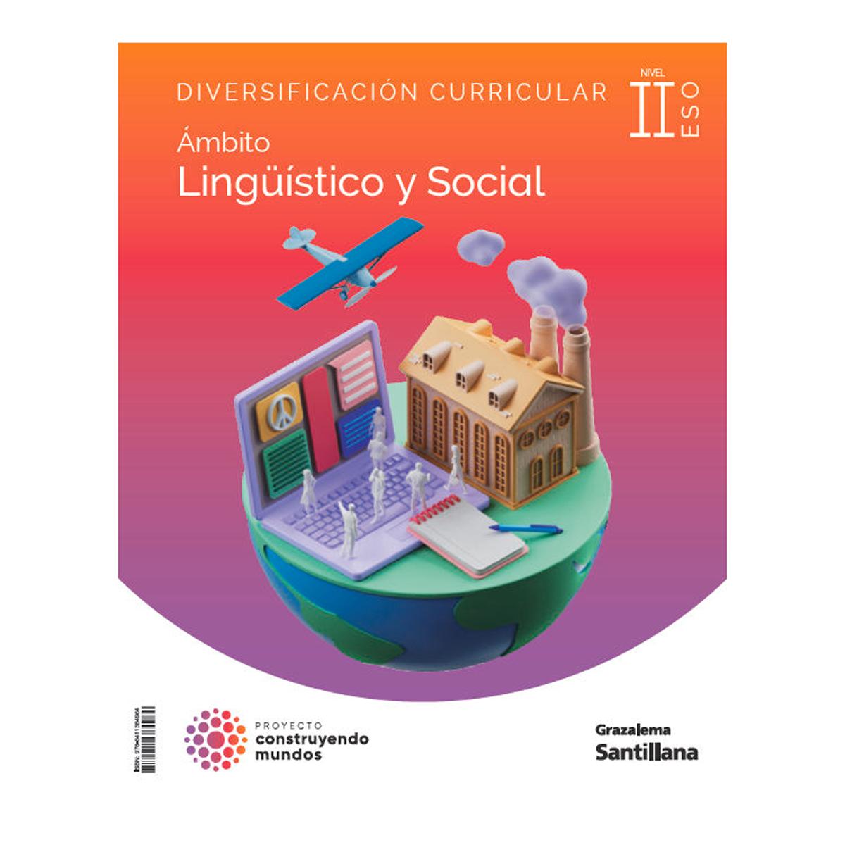 Portada de Diversificación 4 ESO Ámbito Socio Linguístico II Construyendo Mundos Grazalema (Tapa blanda).