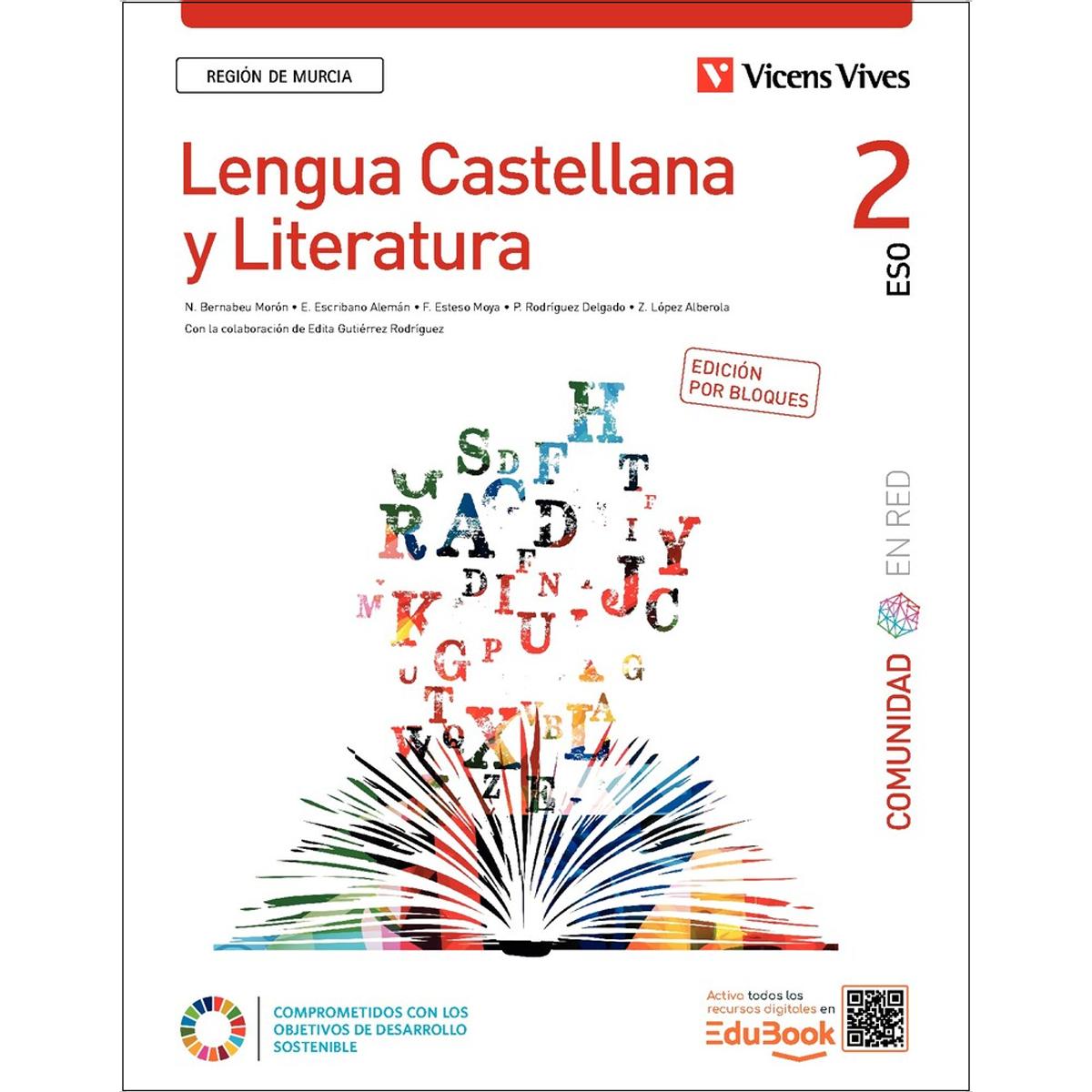 Portada de Lengua Castellana y Literatura 2. (Comunidad en Red). Región de Murcia. Edición bloques (Tapa blanda).