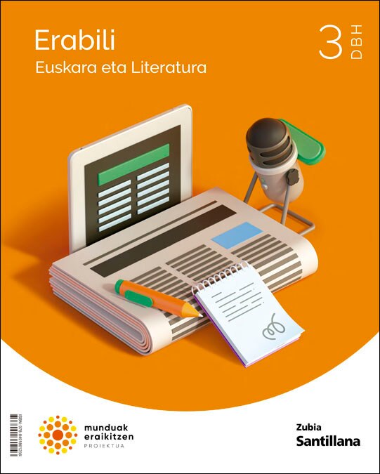 Portada de EUSKARA ETA LITERATURA ERABILI 3 DBH MUNDUAK ERAIKITZEN (Tapa blanda).