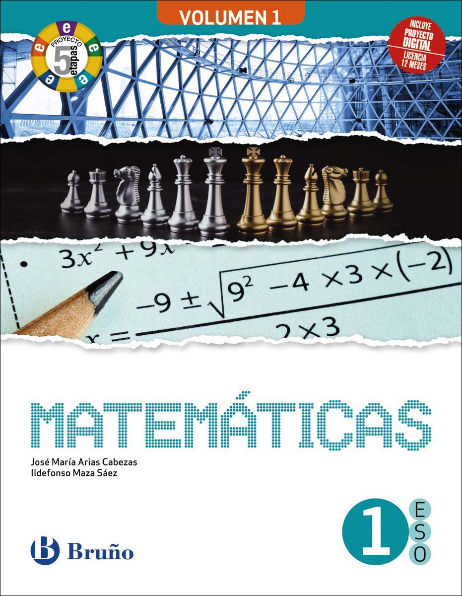 Portada de Matemáticas 1 ESO 3 volúmenes Proyecto 5 etapas (Tapa blanda).