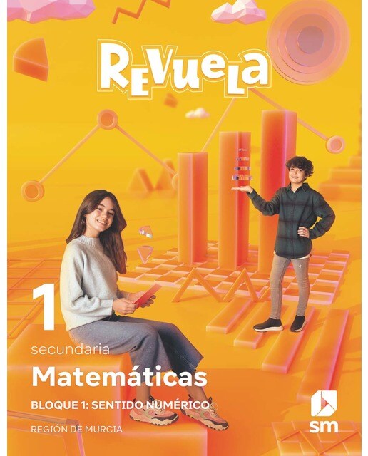 Portada de Matemáticas. 1 Secundaria. Revuela. Región de Murcia (Tapa blanda).