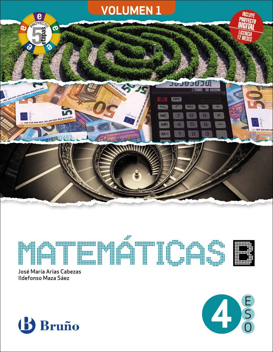 Portada de Matemáticas 4 B ESO 3 volúmenes Proyecto 5 etapas (Tapa blanda).