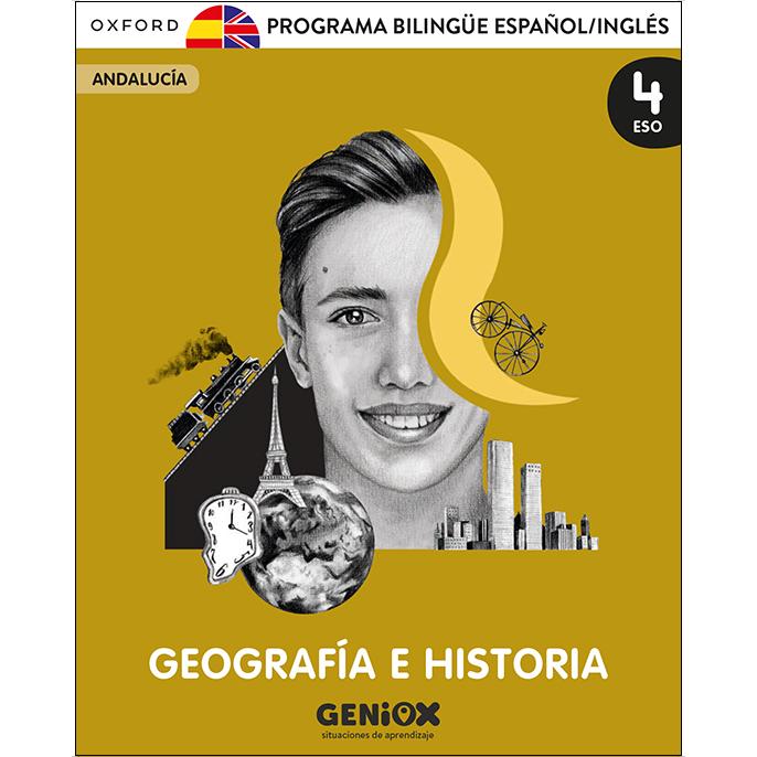Portada de Geografía e Historia 4º ESO. Pack Programa Bilingüe. GENiOX Situaciones de aprendizaje (Andalucía).