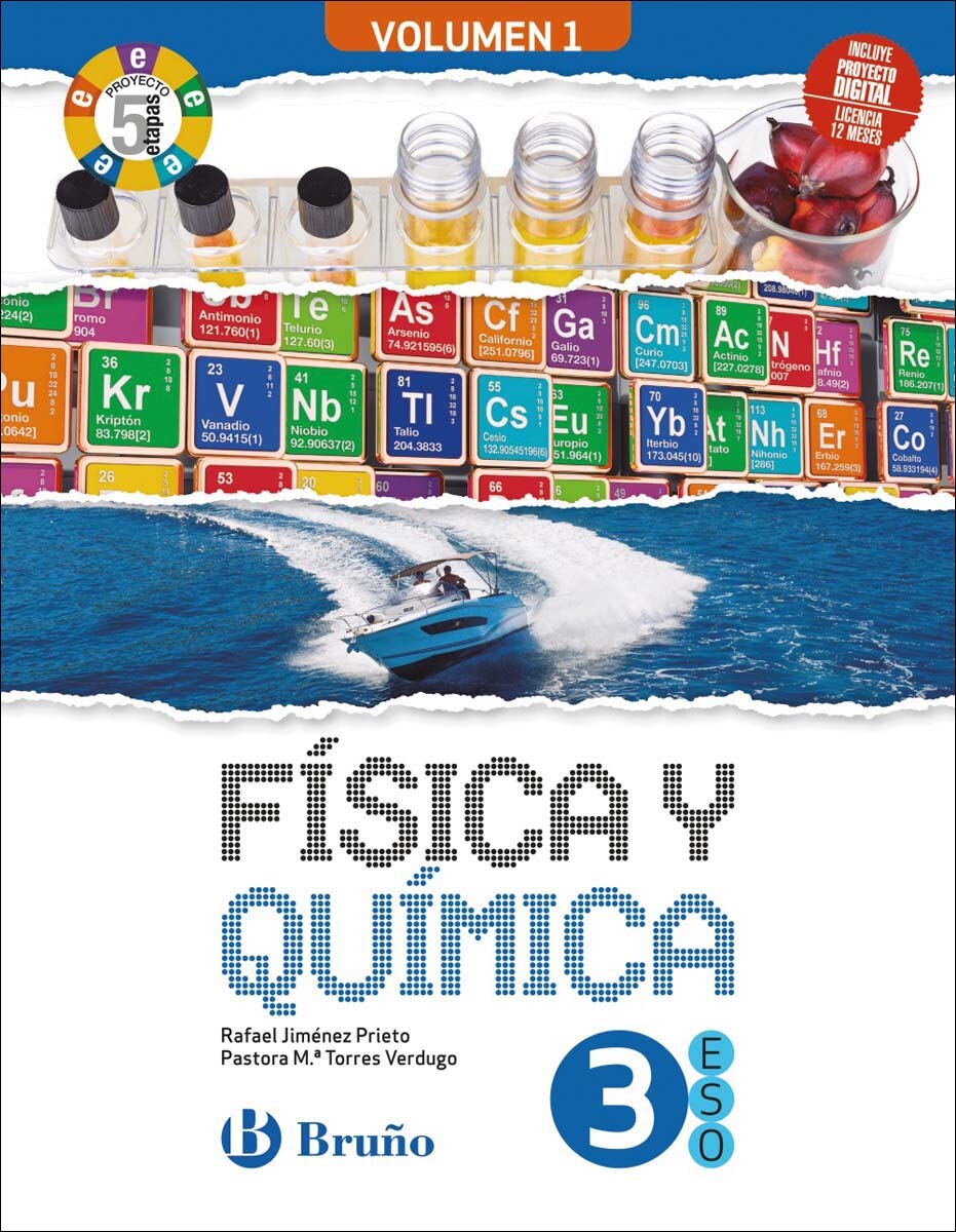 Portada de Física y Química 3 ESO 3 volúmenes Proyecto 5 etapas (Tapa blanda).