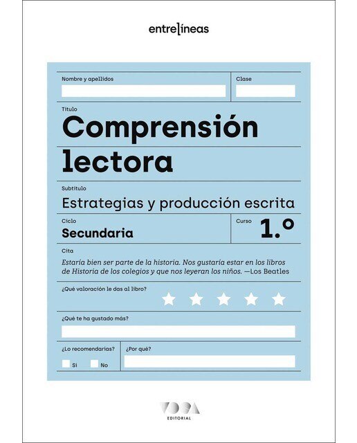 Portada de Entrelíneas 1. Comprensión lectora, estrategias y producción escrita