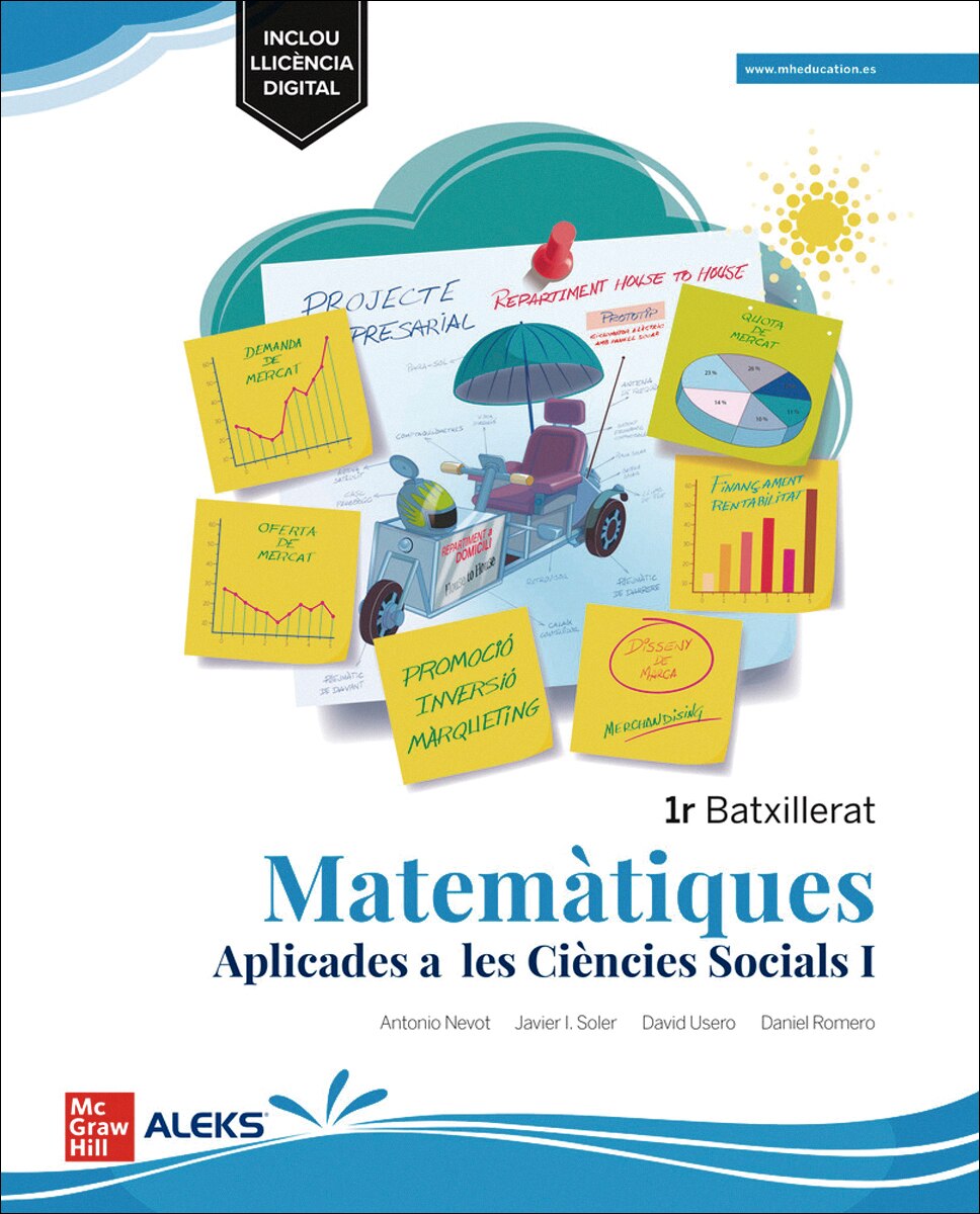 Portada de Matemàtiques Aplicades a les Ciències Socials 1r Batxillerat - Mediterrània