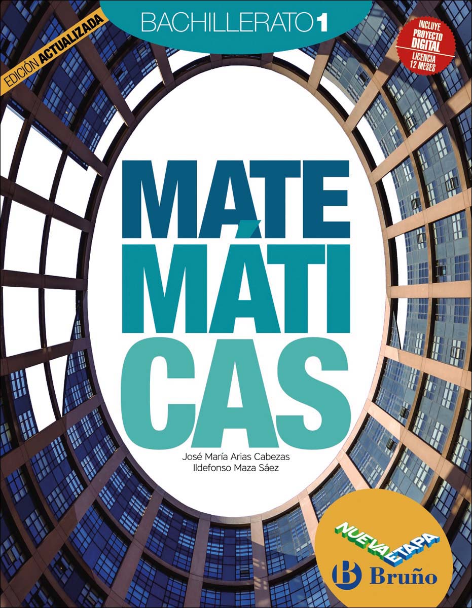 Portada de Matemáticas 1 Bachillerato Nueva etapa Bruño Edición Actualizada (Tapa blanda).
