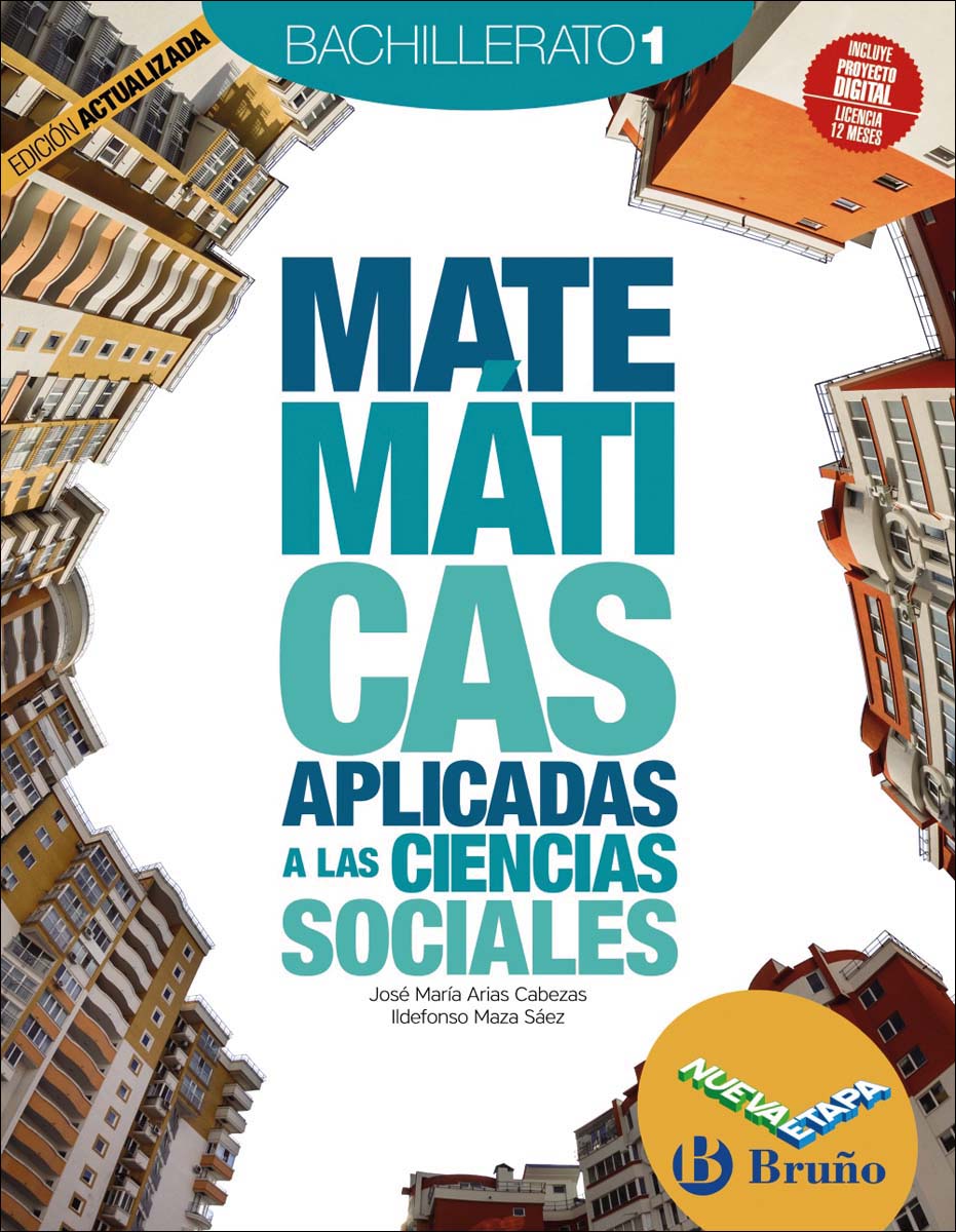 Imagen 0 de Matemáticas Aplicadas a las Ciencias Sociales 1 Bachillerato Nueva etapa Bruño Edición Actualizada (Tapa blanda)