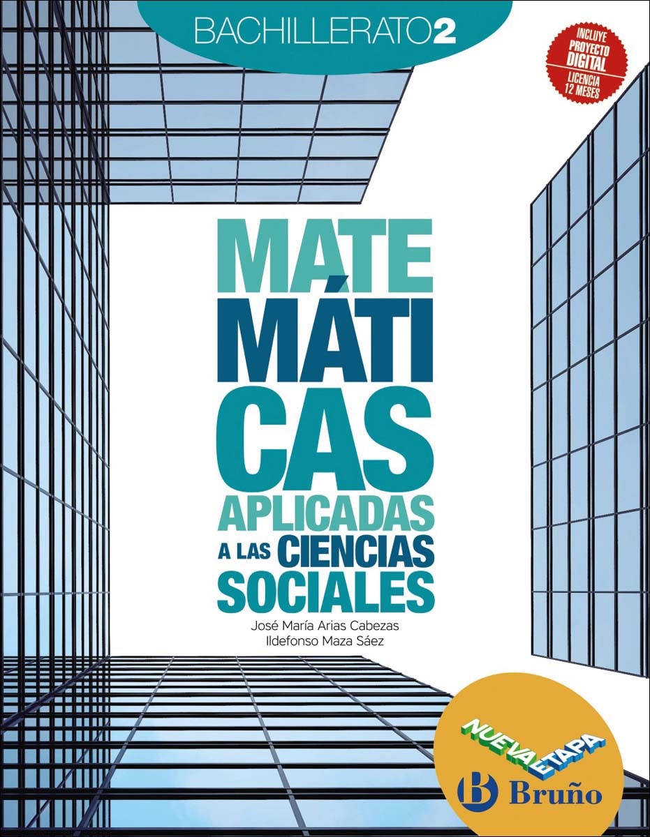 Portada de Matemáticas aplicadas a las Ciencias Sociales 2 Bachillerato Nueva etapa Bruño (Tapa blanda).