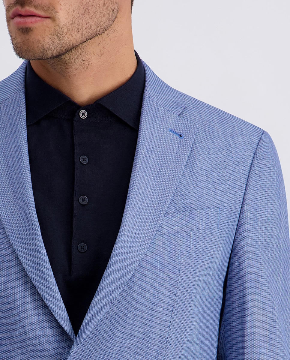 Blazer de Fato de Estruturas Custom Fit - Azul-Celeste Azul-claro-3