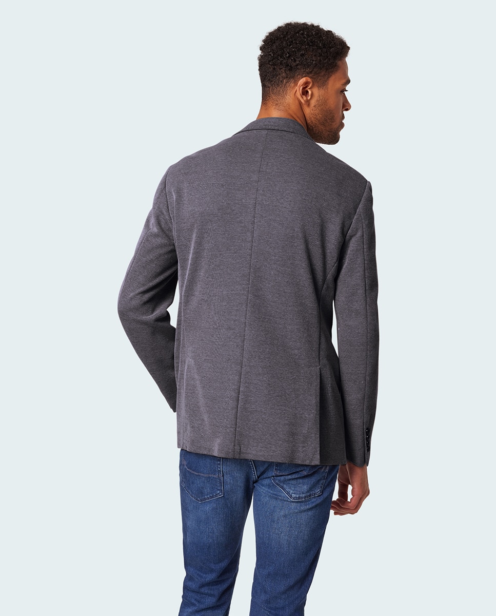 Blazer de Estrutura em Tecido Jersey Azul-2