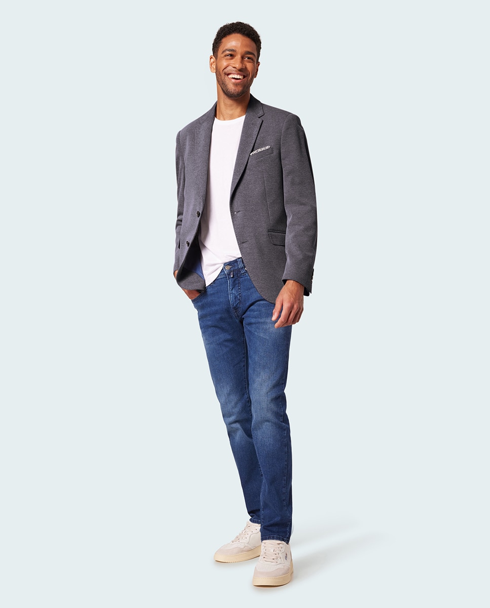 Blazer de Estrutura em Tecido Jersey Azul-6