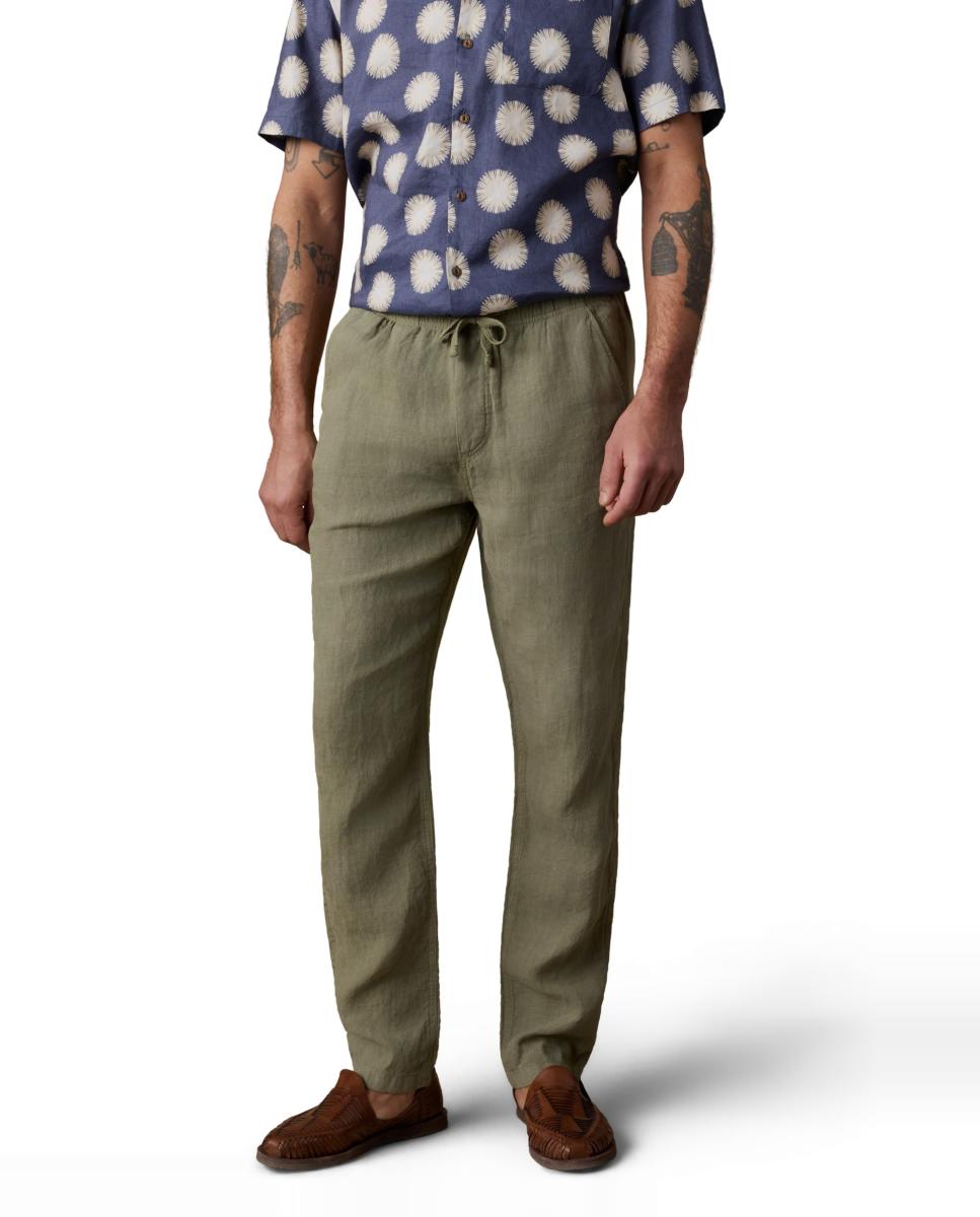 Pantalon de hombre de lino - Faherty - Verde militar Verde militar-2