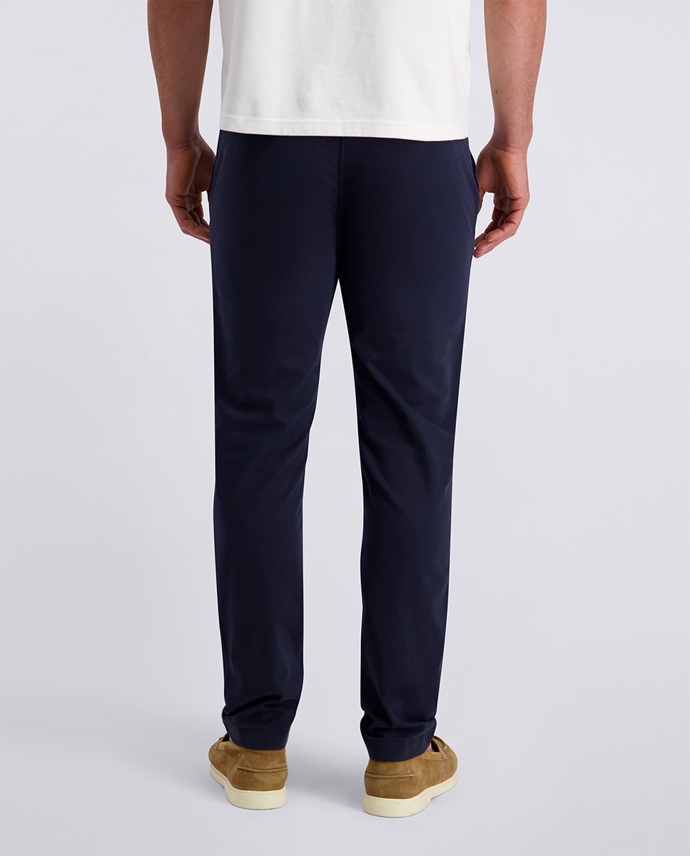 Calças Chino de Tecido Técnico Tapered Fit - Bege Azul-marinho-3