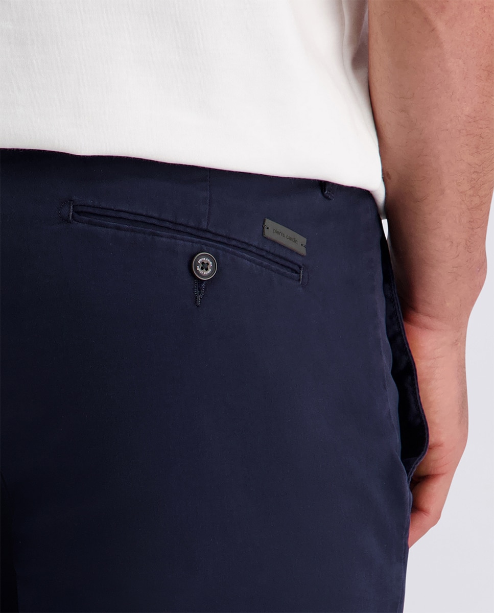 Calças Chino de Tecido Técnico Tapered Fit - Bege Azul-marinho-5