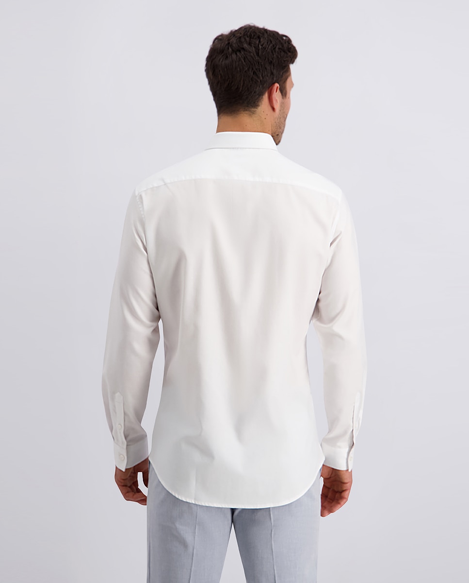 Camisa de Manga Comprida Clássica com Estrutura e Gola Kent - Azul-Celeste Branco-2
