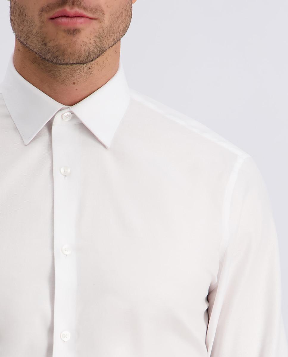 Camisa de Manga Comprida Clássica com Estrutura e Gola Kent - Azul-Celeste Branco-3