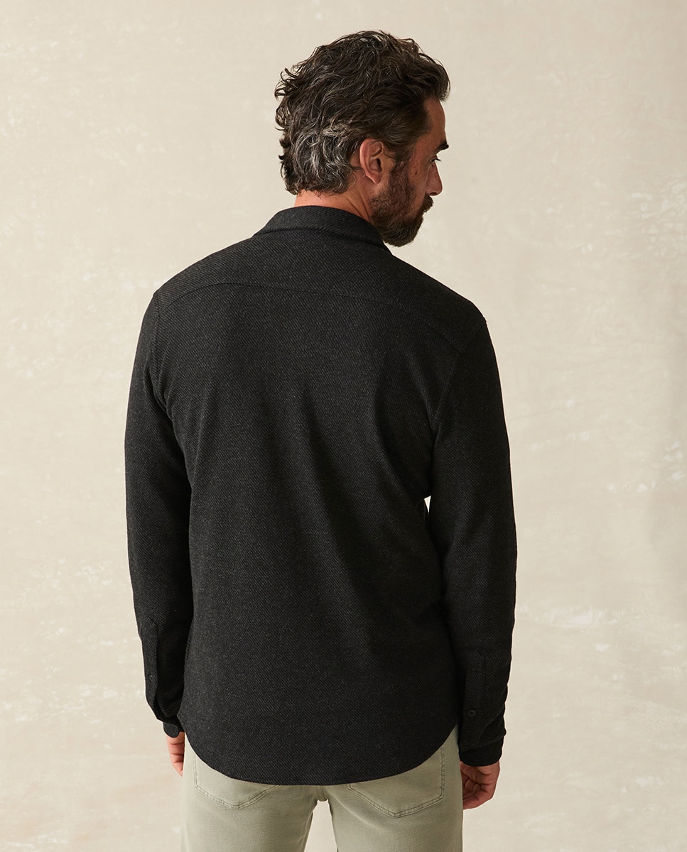 Camisa com Stretch e Textura de Jersey Preto-2