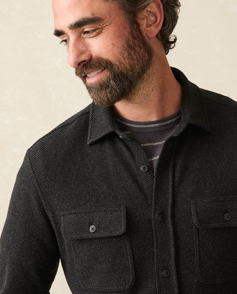 Camisa com Stretch e Textura de Jersey Preto-3