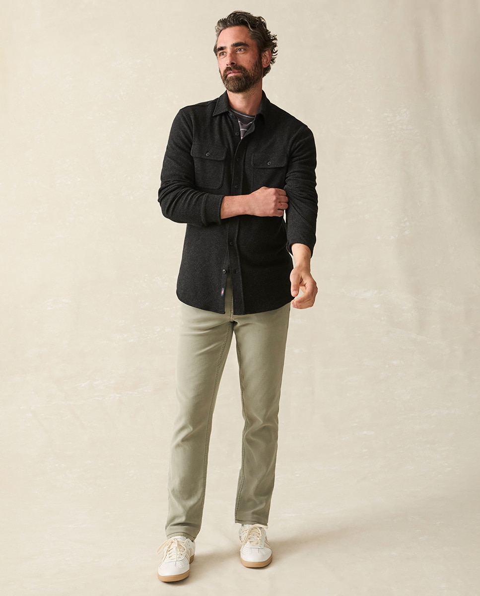 Camisa com Stretch e Textura de Jersey Preto-5