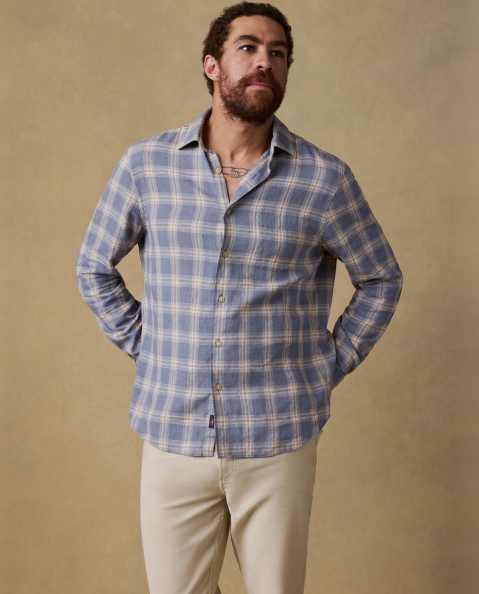 Faherty - Camisa de hombre manga larga de cuadros.