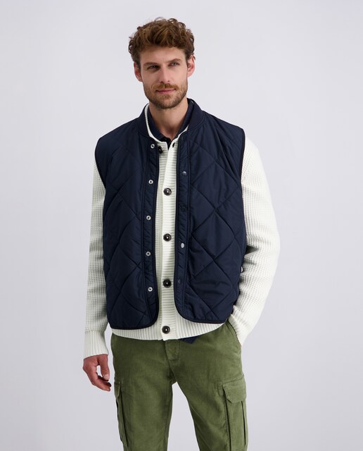 Imagem 0 de Colete de Malha Híbrida com Acolchoado aos Losangos - Azul-Marinho