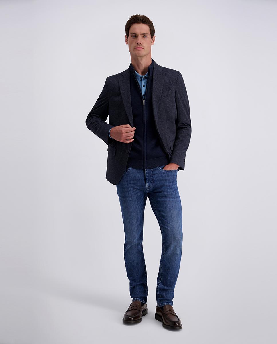 Cardigan de Malha Merino com Lavagem e Fecho de Correr Azul-marinho-6