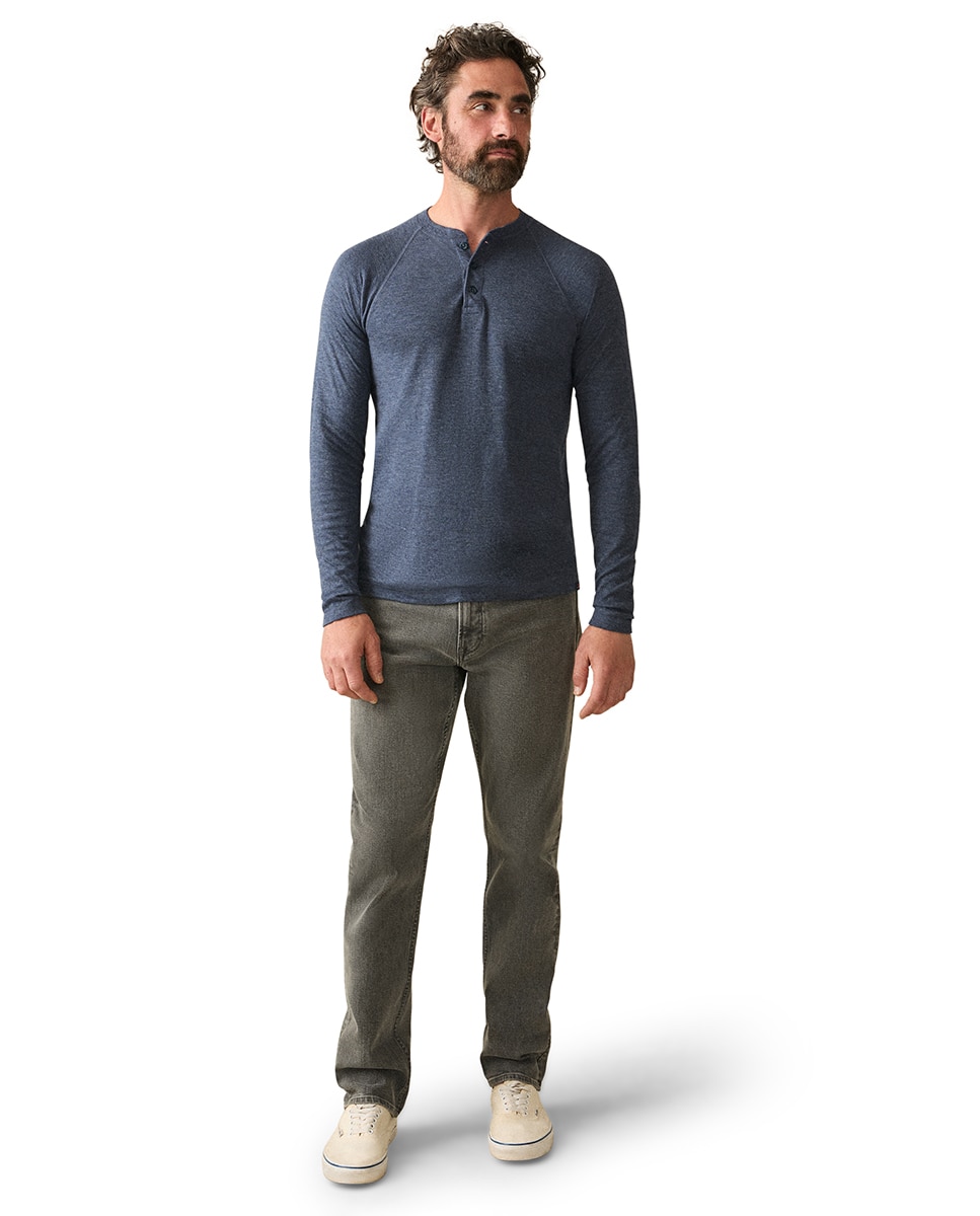 Camisola Henley com Manga Comprida Azul-marinho-3