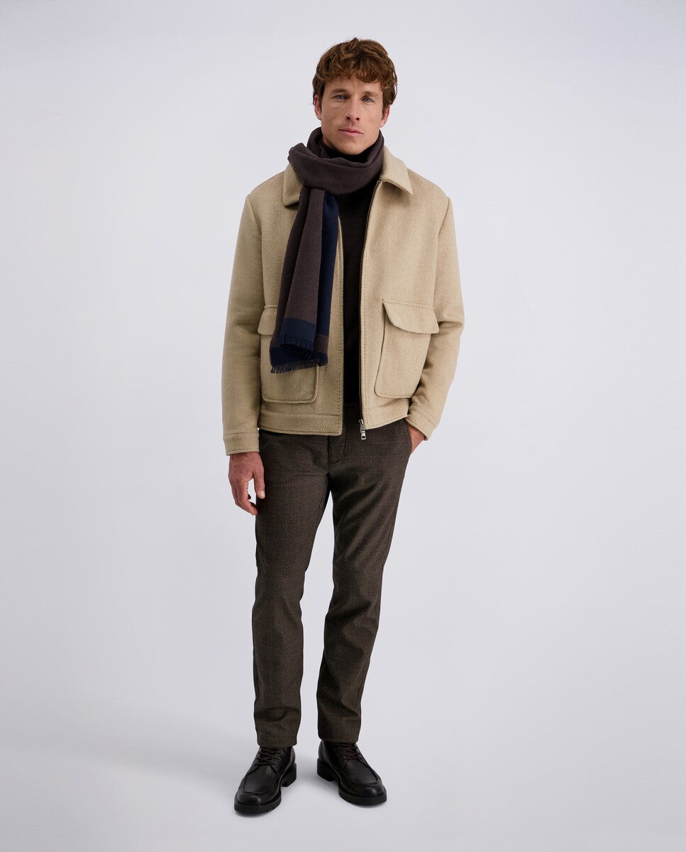 Cachecol de Dupla Face - Castanho/Azul Castanho-3