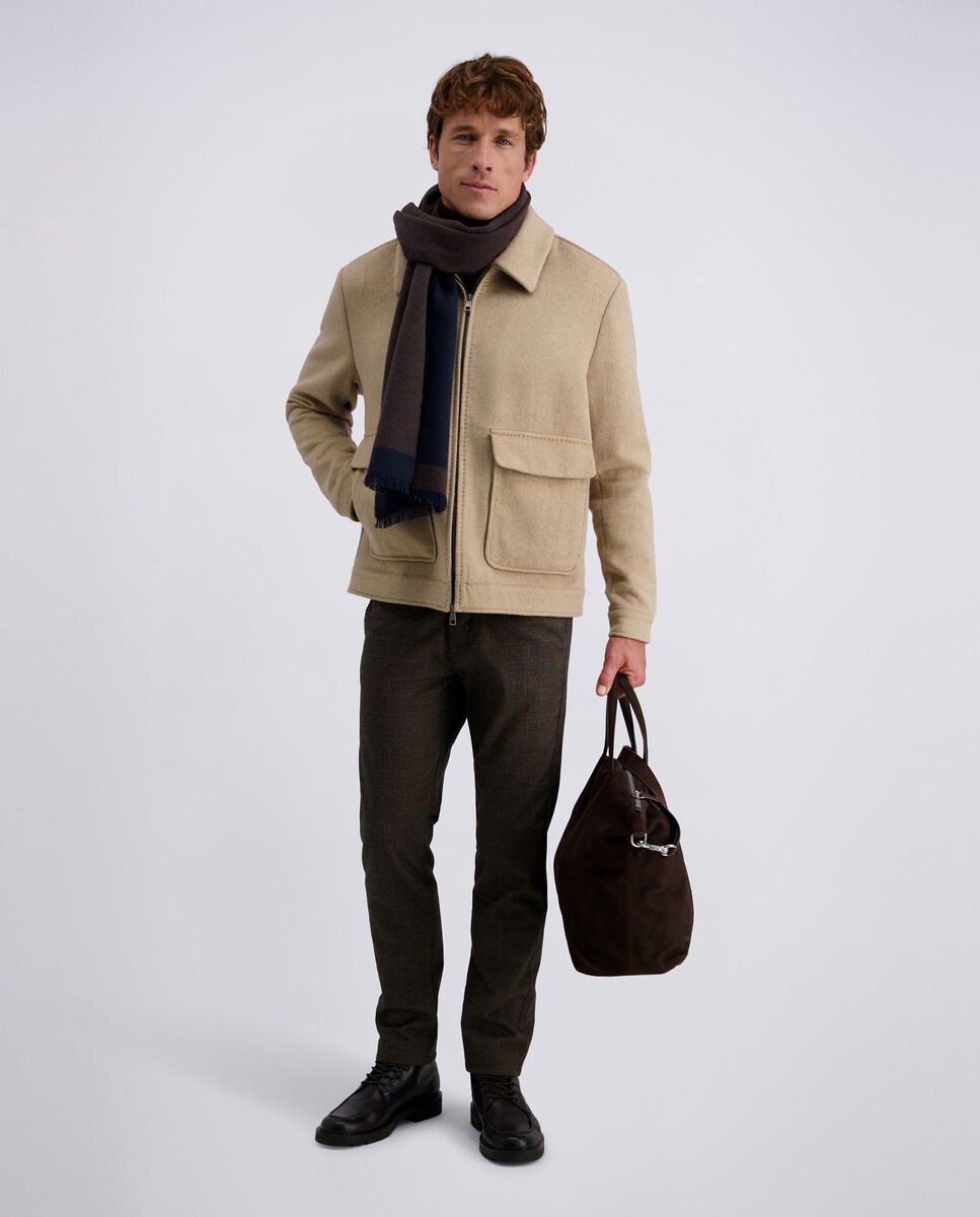 Cachecol de Dupla Face - Castanho/Azul Castanho-6