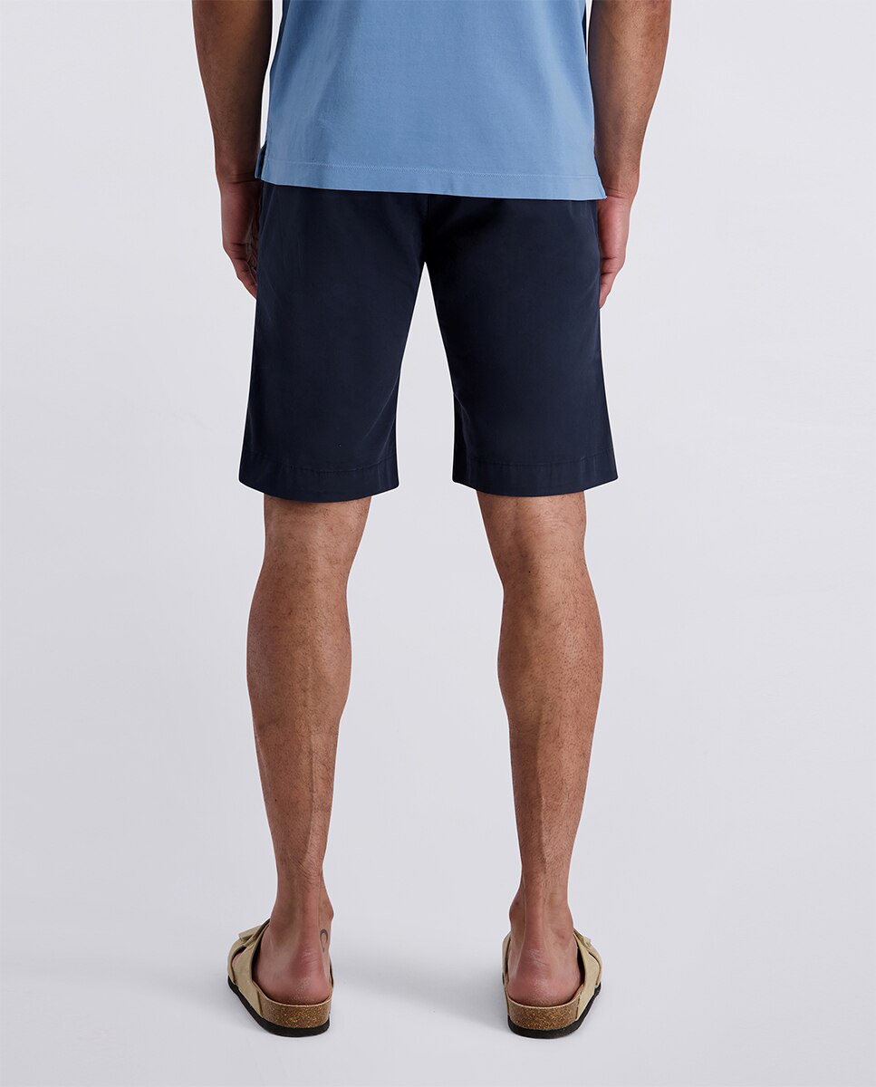 Bermudas Regular Fit de Popelina com Cós Elástico Azul-marinho-3
