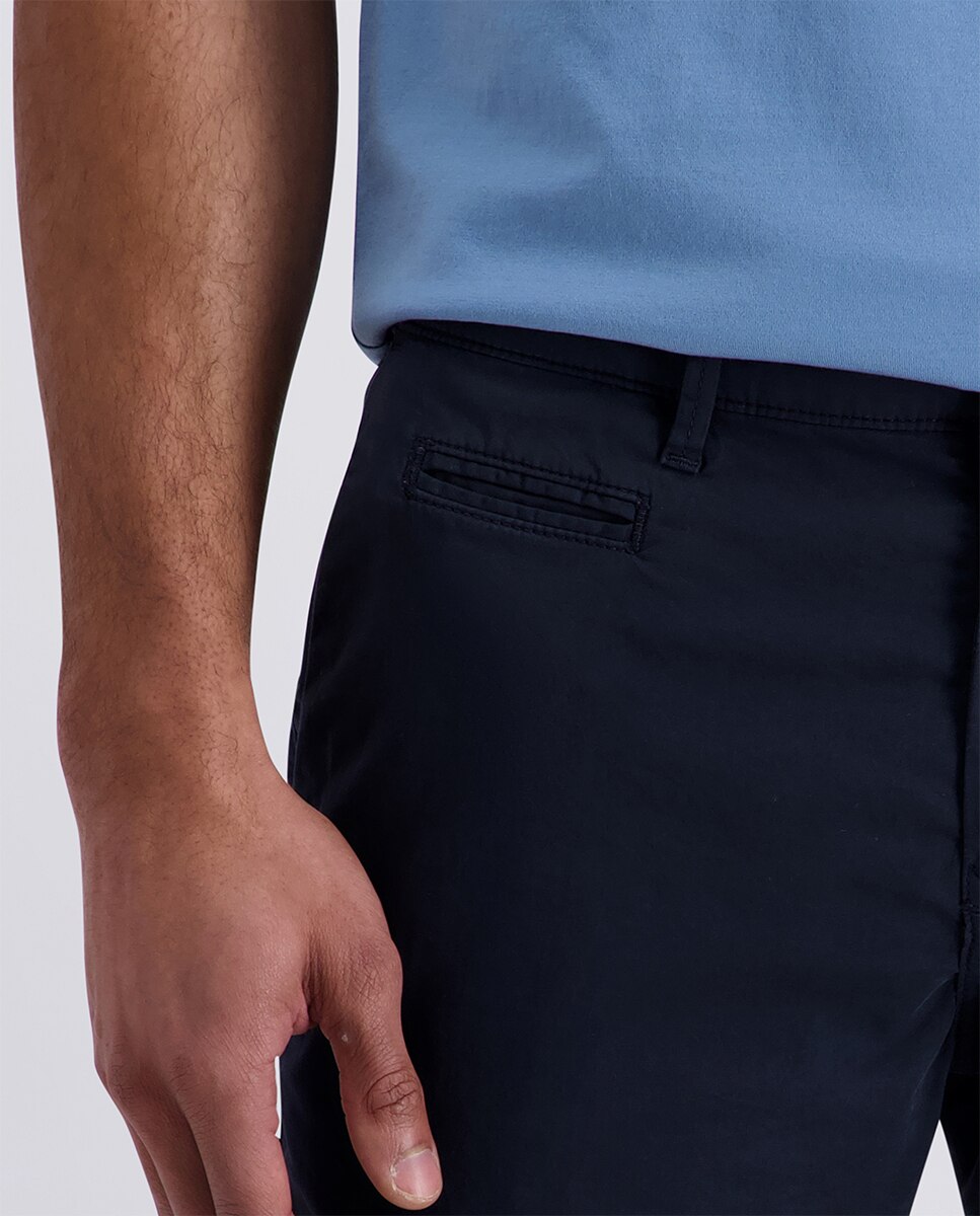Bermudas Regular Fit de Popelina com Cós Elástico Azul-marinho-4