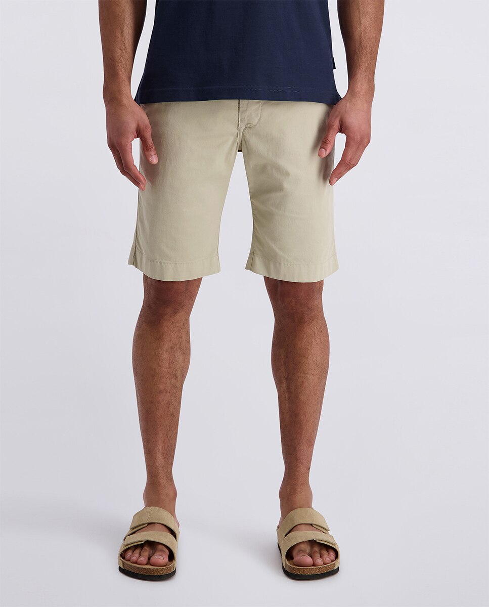 Bermudas de Popelina Regular Fit com Cós Elástica - Azul-Marinho Bege-2