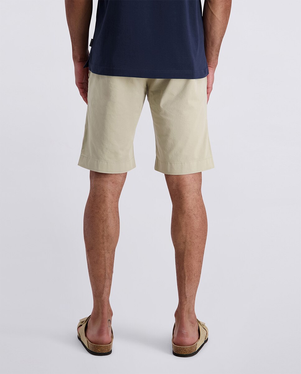Bermudas de Popelina Regular Fit com Cós Elástica - Azul-Marinho Bege-3